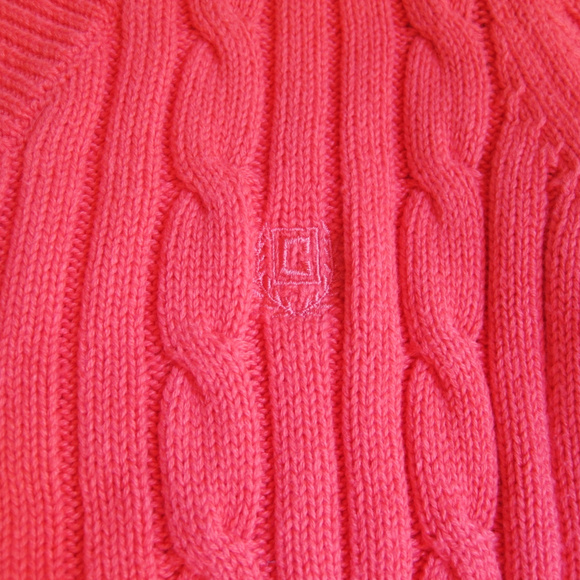 Chaps Classics-V-Neck Sweater-Salmon Cable Knit-L - Picture 5 of 7